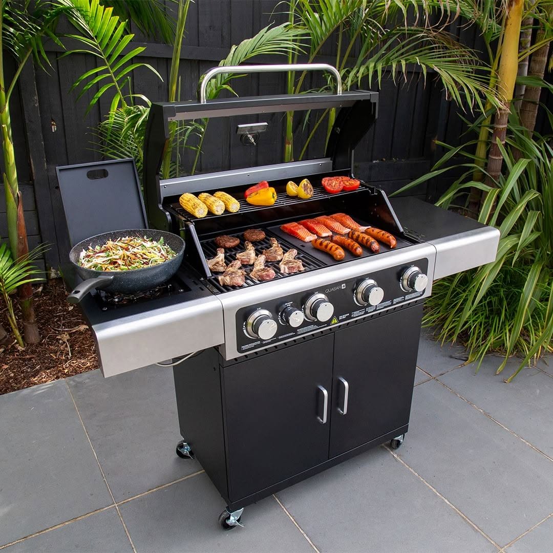 Gasmate Quasar Pro Hooded 6 Burner Trolley BBQ