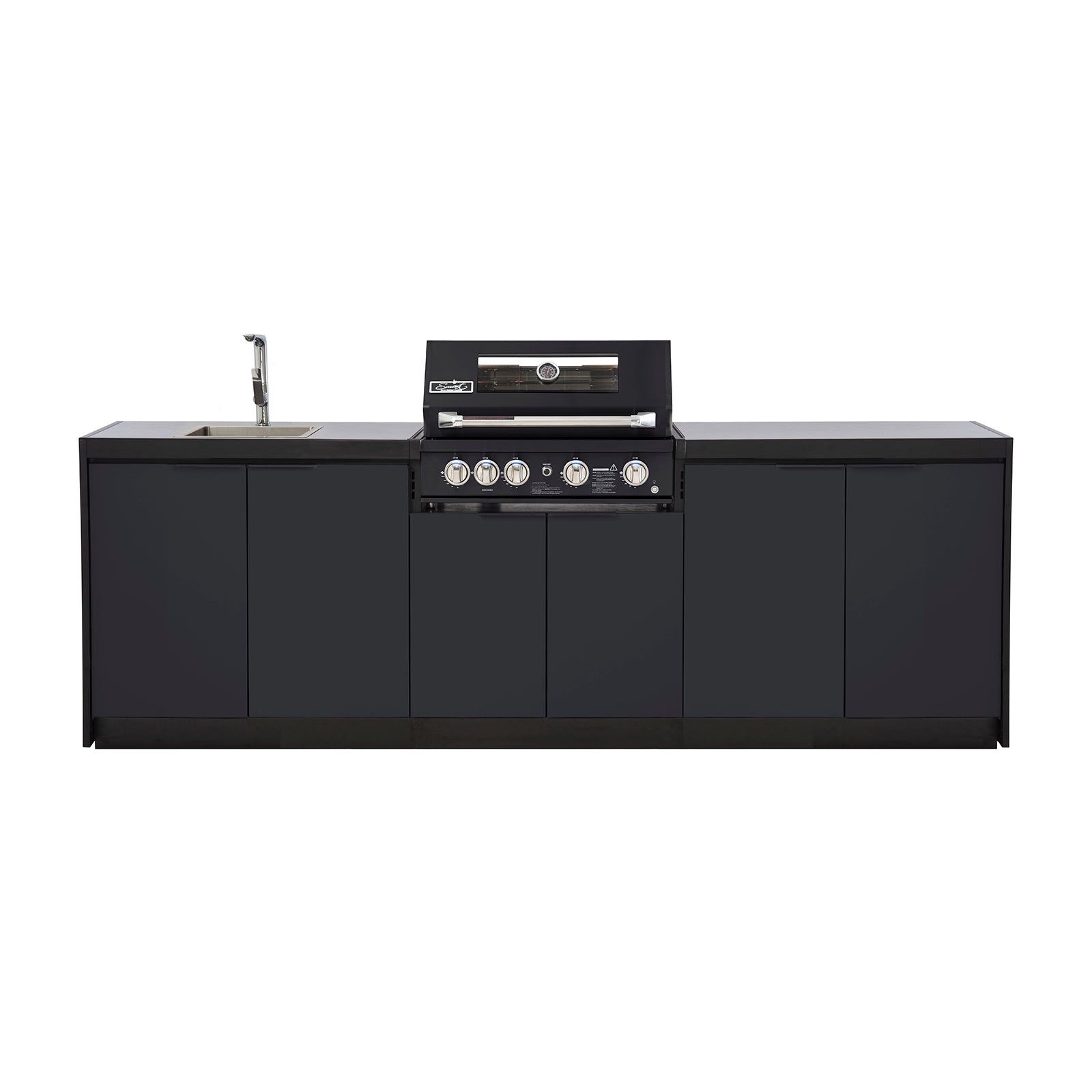 Cabinex Smart 4-Burner Black BBQ Kitchen Package with Quartz Benchtop - Large Size