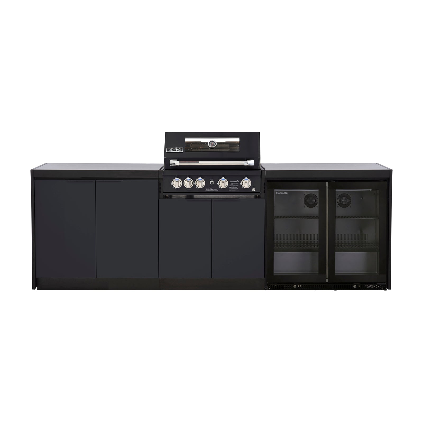 Cabinex Smart 4-Burner Black BBQ Kitchen Package with Quartz Benchtop - Large Size