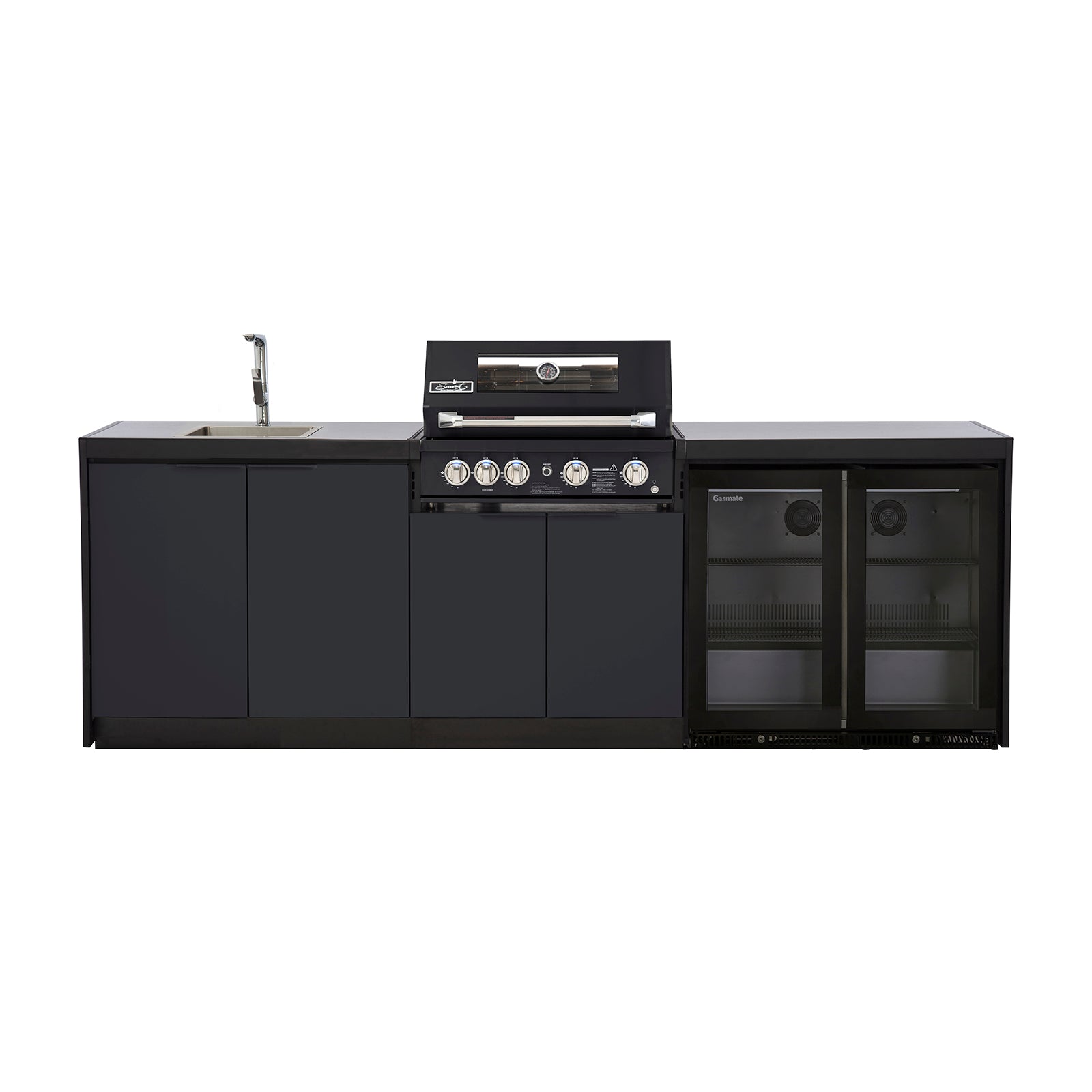 Cabinex Smart 4-Burner Black BBQ Kitchen Package with Quartz Benchtop - Large Size