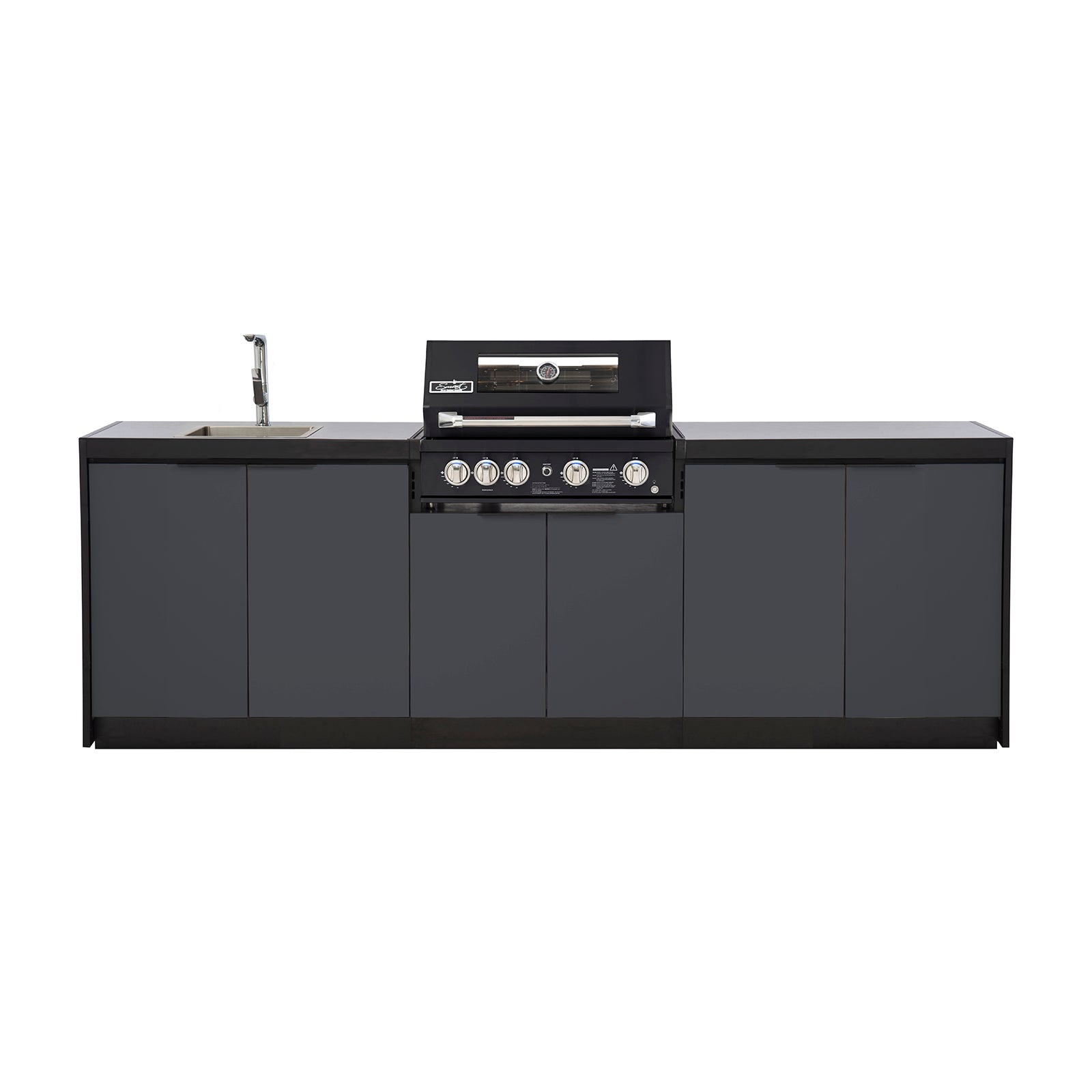 Cabinex Smart 4-Burner Black BBQ Kitchen Package with Quartz Benchtop - Large Size