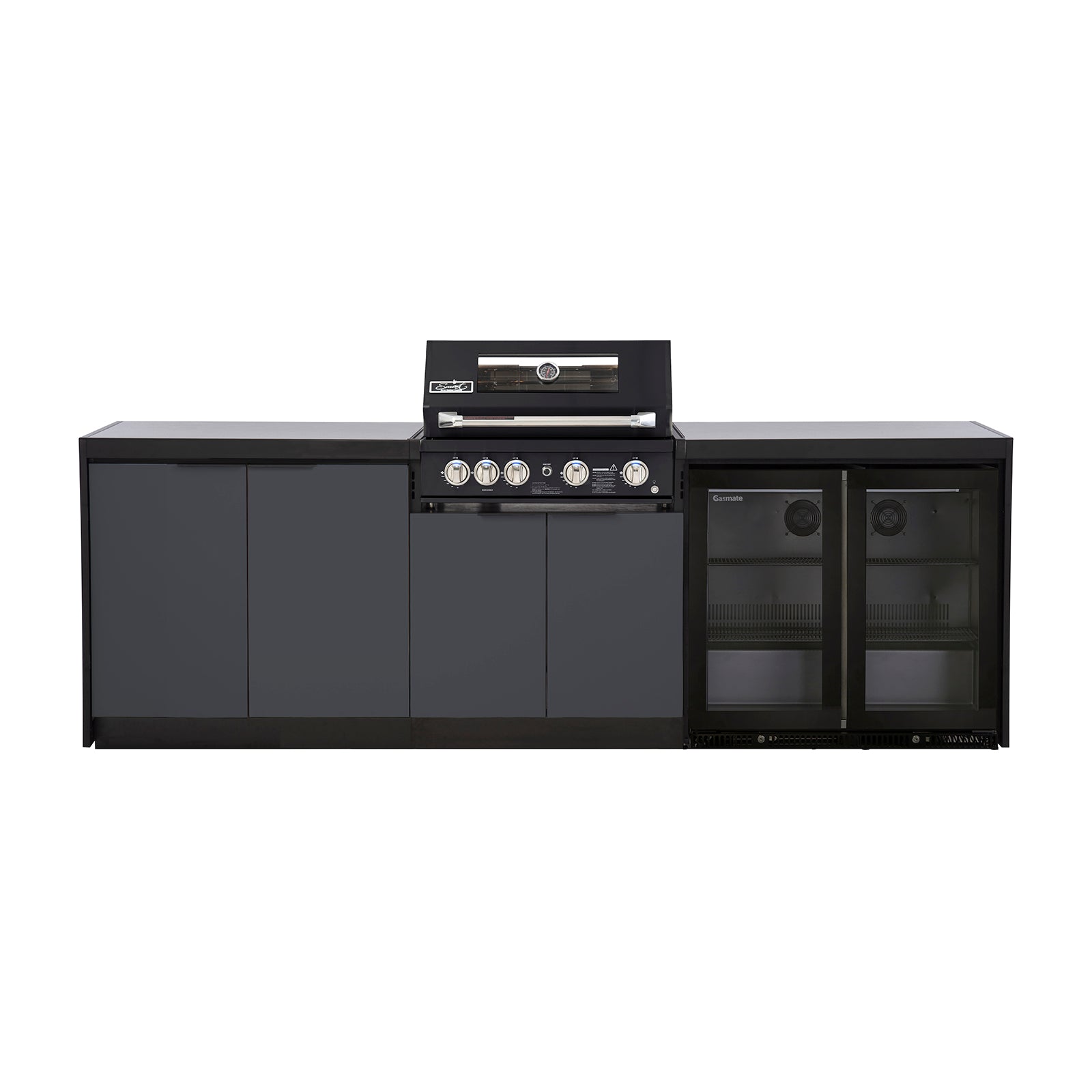 Cabinex Smart 4-Burner Black BBQ Kitchen Package with Quartz Benchtop - Large Size