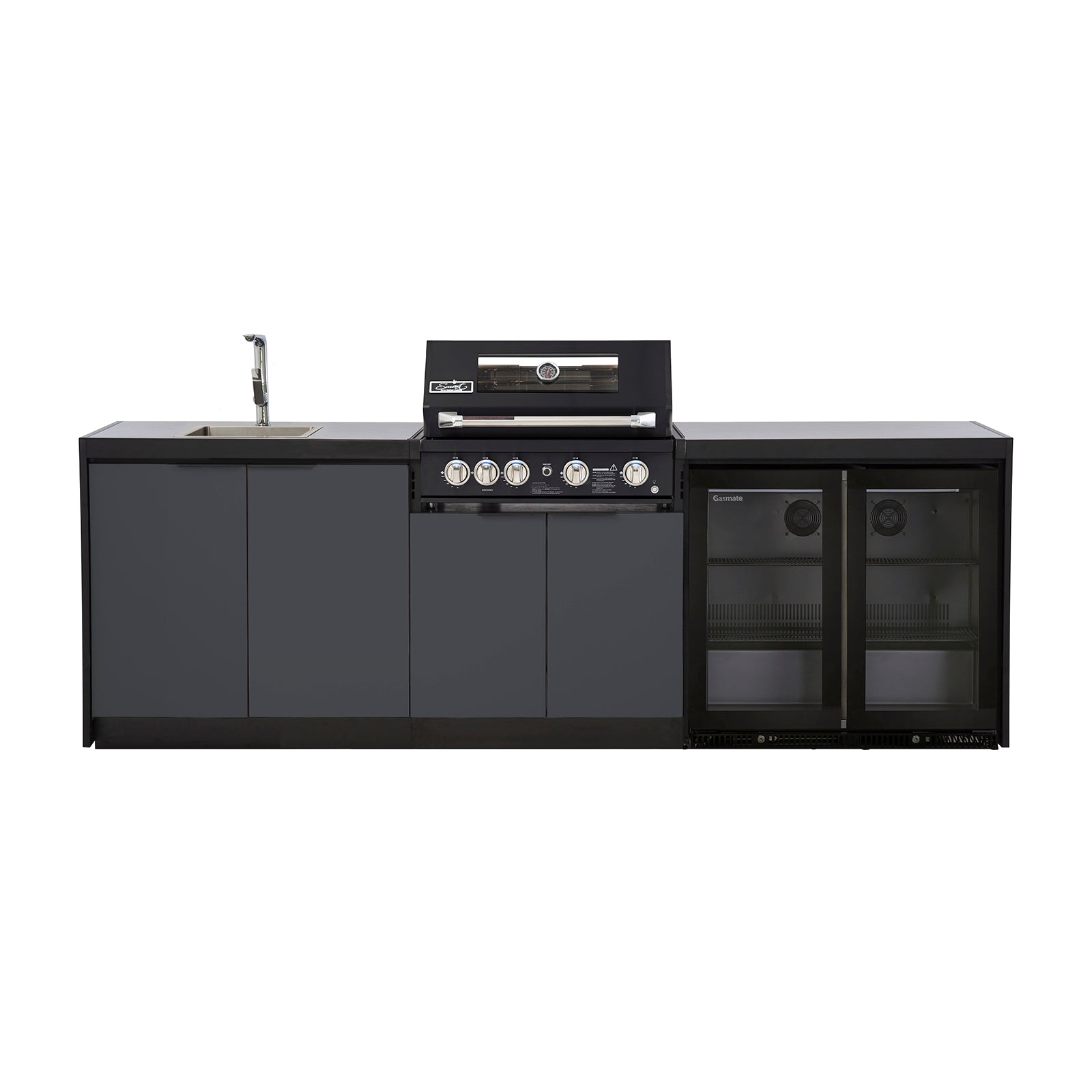 Cabinex Smart 4-Burner Black BBQ Kitchen Package with Quartz Benchtop - Large Size