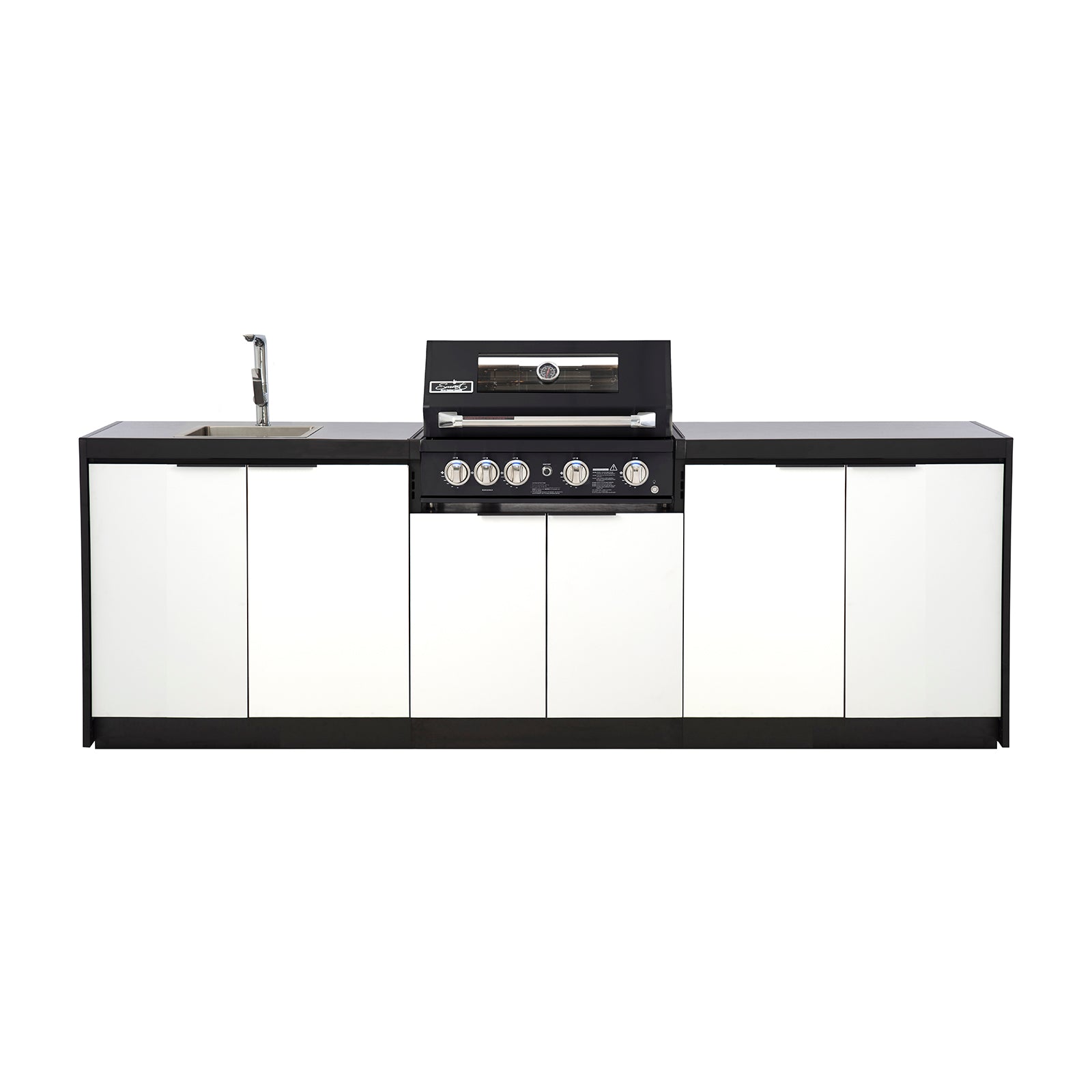 Cabinex Smart 4-Burner Black BBQ Kitchen Package with Quartz Benchtop - Large Size