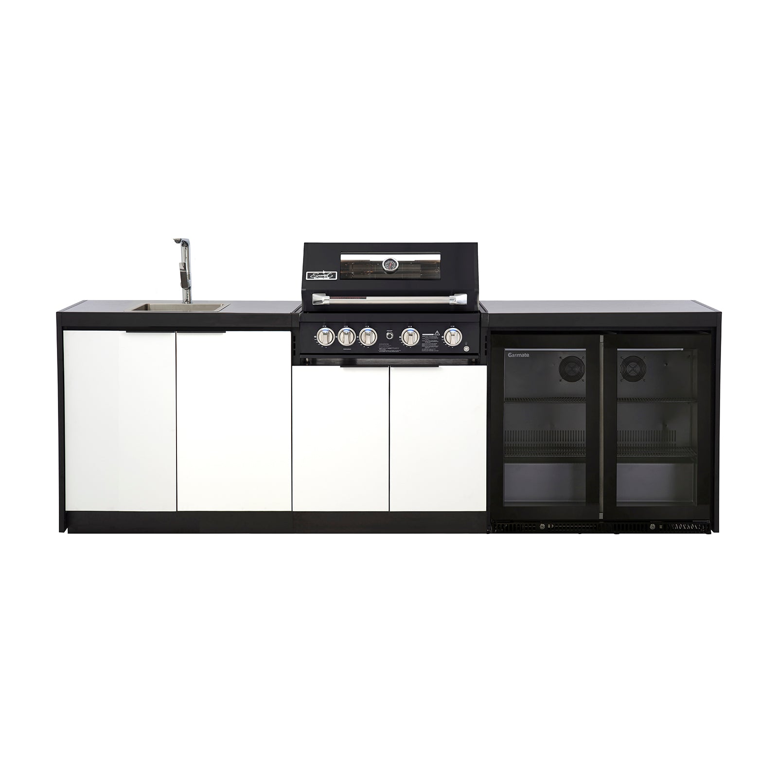 Cabinex Smart 4-Burner Black BBQ Kitchen Package with Quartz Benchtop - Large Size