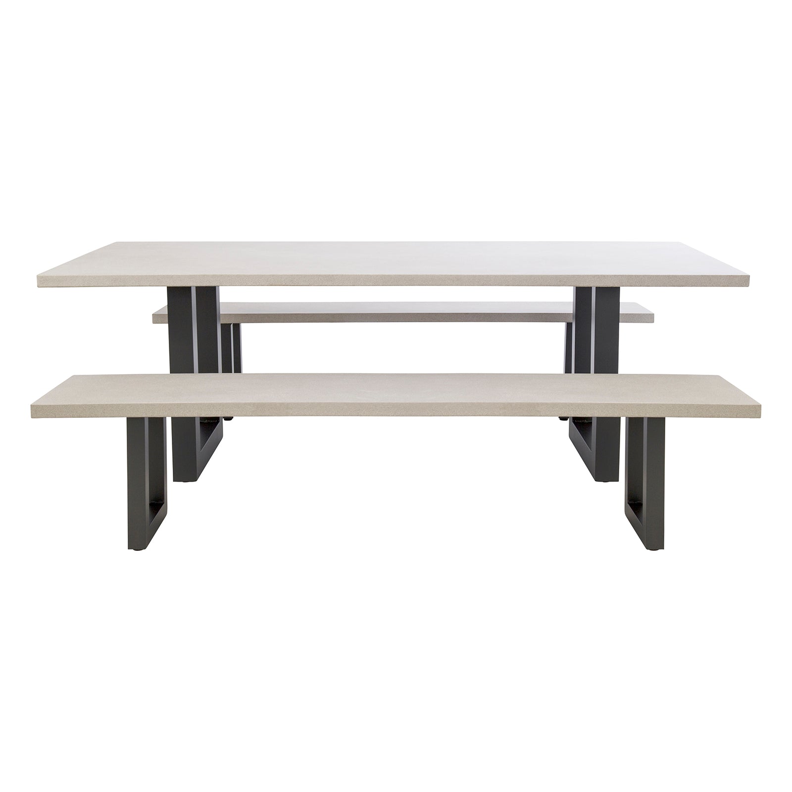 Excalibur Chelsea U-Leg Dining Setting with Bench Seats - Gunmetal