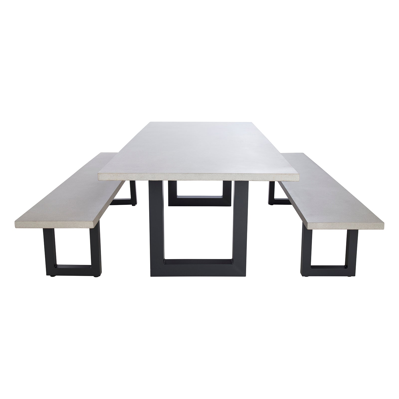 Excalibur Chelsea U-Leg Dining Setting with Bench Seats - Gunmetal