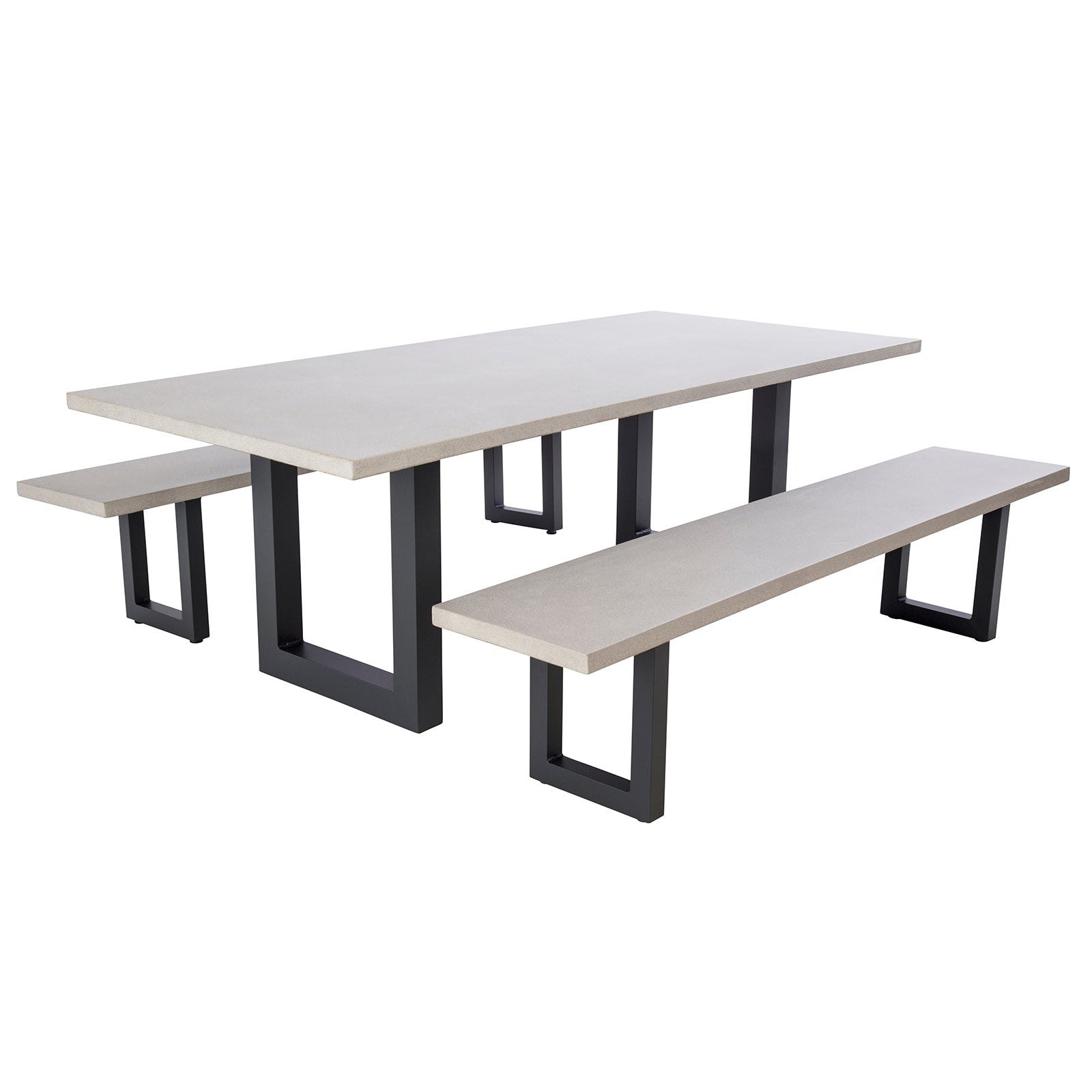 Excalibur Chelsea U-Leg Dining Setting with Bench Seats - Gunmetal