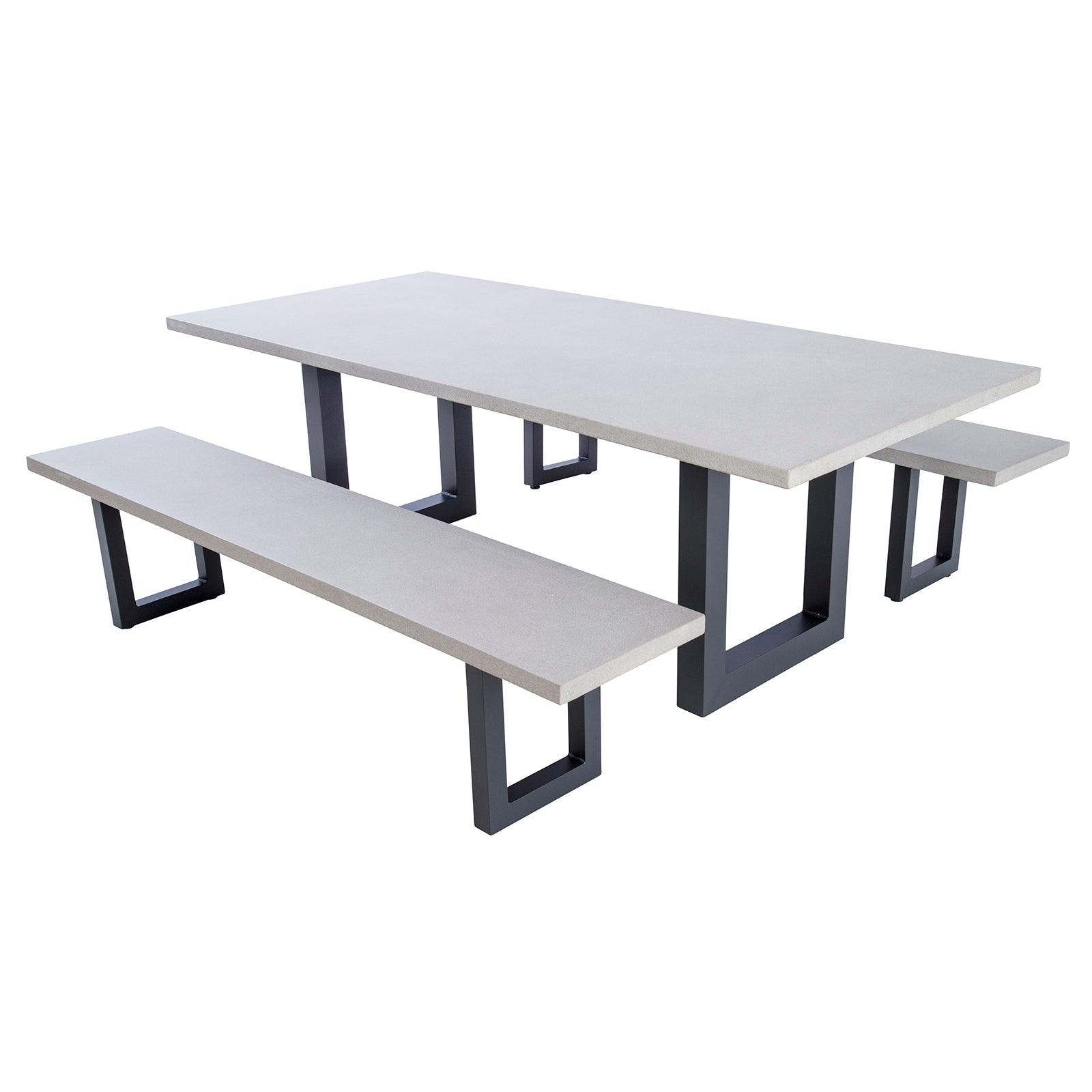 Excalibur Chelsea U-Leg Dining Setting with Bench Seats - Gunmetal