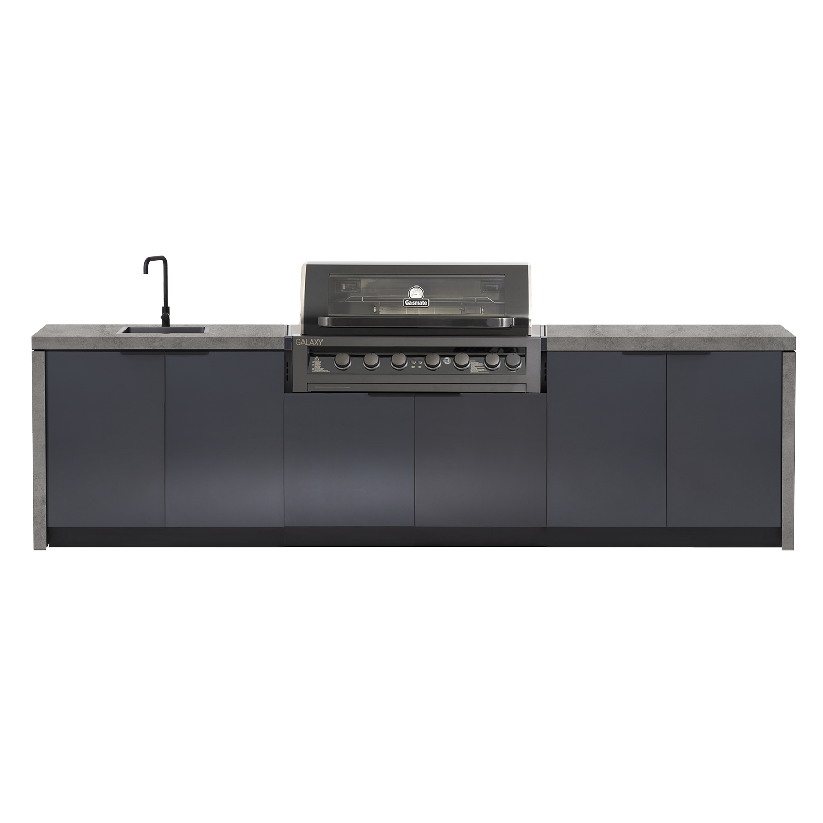 Cabinex Galaxy Gen 2 Black (Classic) 6 Burner Outdoor Kitchen Package with Porcelain Benchtop