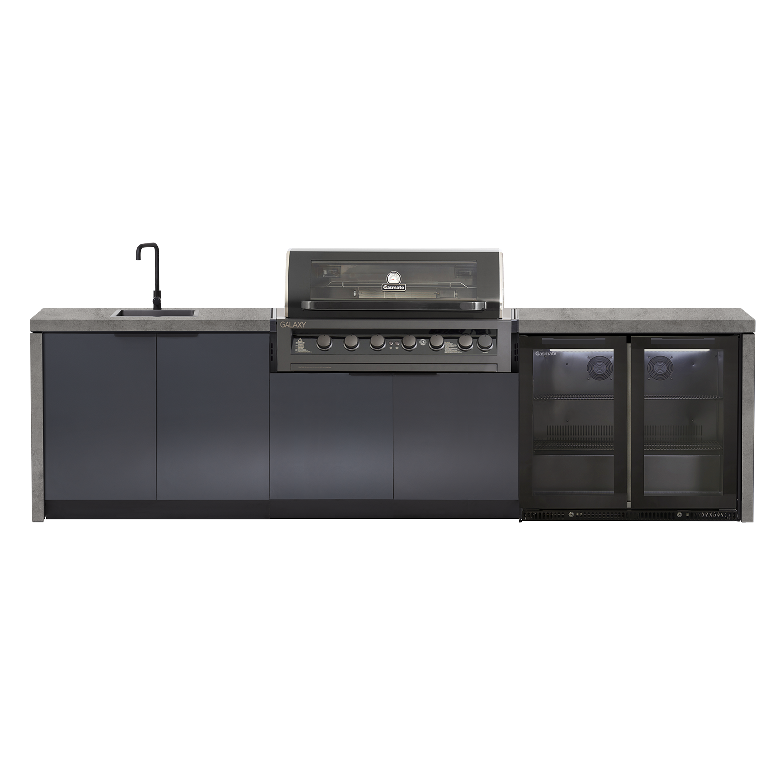 Cabinex Galaxy Gen 2 Black (Classic) 6 Burner Outdoor Kitchen Package with Porcelain Benchtop