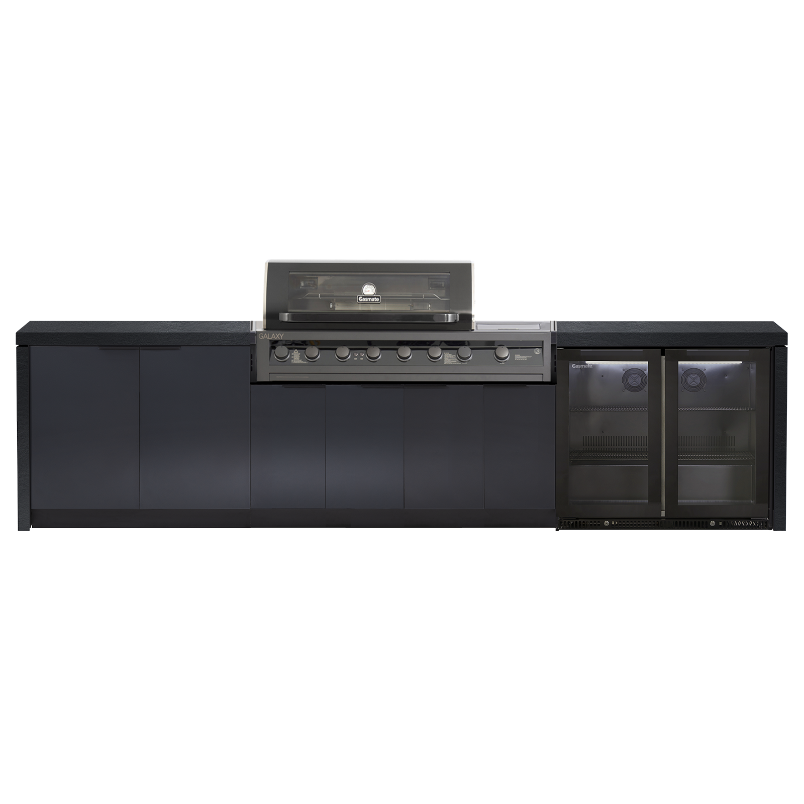 Cabinex Galaxy Gen 2 Black-6 Burner with Side Burner Kitchen Package with Porcelain Benchtop