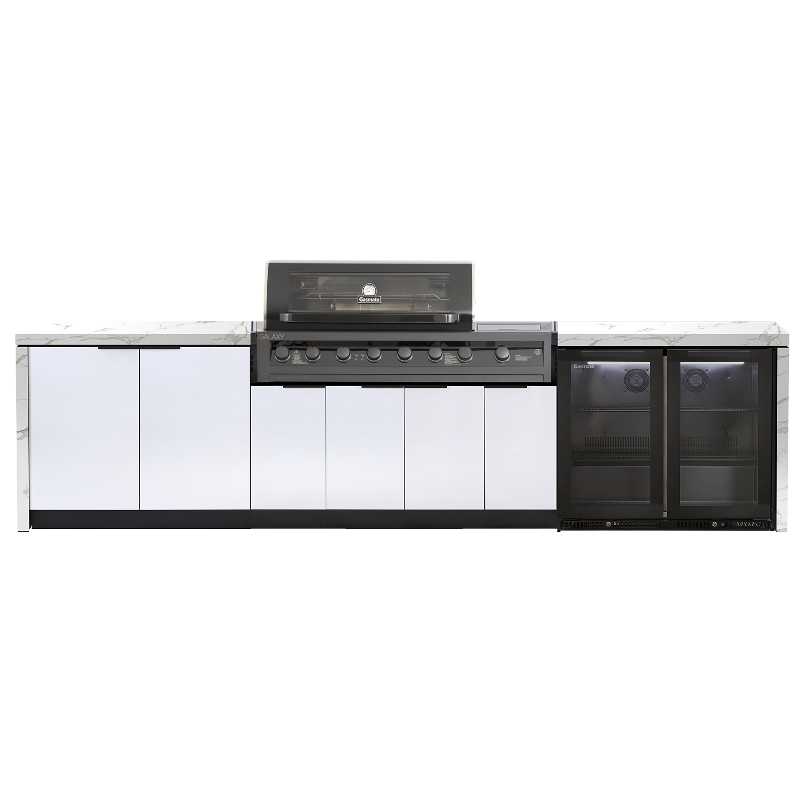 Cabinex Galaxy Gen 2 Black-6 Burner with Side Burner Kitchen Package with Porcelain Benchtop