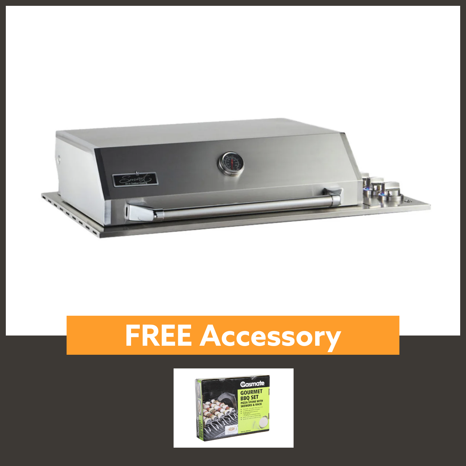 Smart 4-Burner Drop-In Gas BBQ With Slimline Hood in Stainless Steel