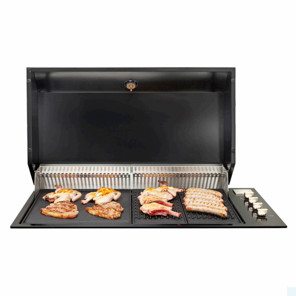 Artusi Gloss Black 4 Burner Built-in BBQ with Roasting Hood